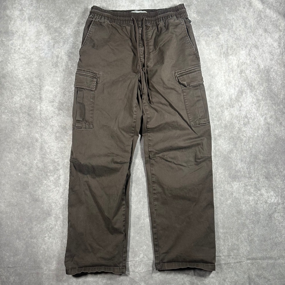 PacSun Women Baggy Cargo Pants Brown Small S Elastic Waist Utility Pocket Y2K